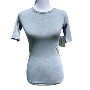 Lularoe Gigi Womens Top XXS Gray Heathered Elbow Sleeve Fitted Crew Neck New